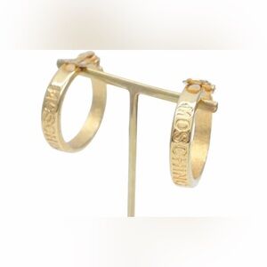 Vintage 1990s Moschino Gold Logo Hoop Earrings